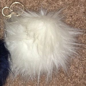 White Pom Keychain